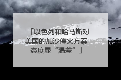 以色列和哈马斯对美国的加沙停火方案态度显“温差”